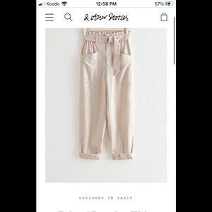& Other Stories Cream Belted Trouser